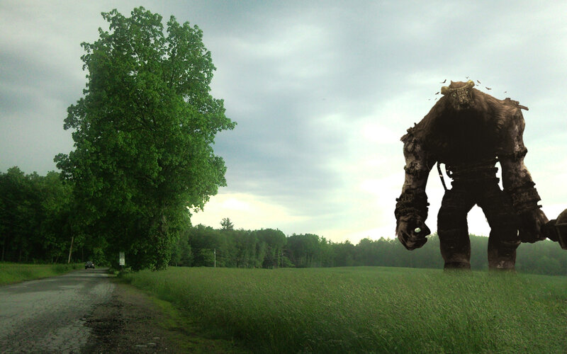 giant monster in a field