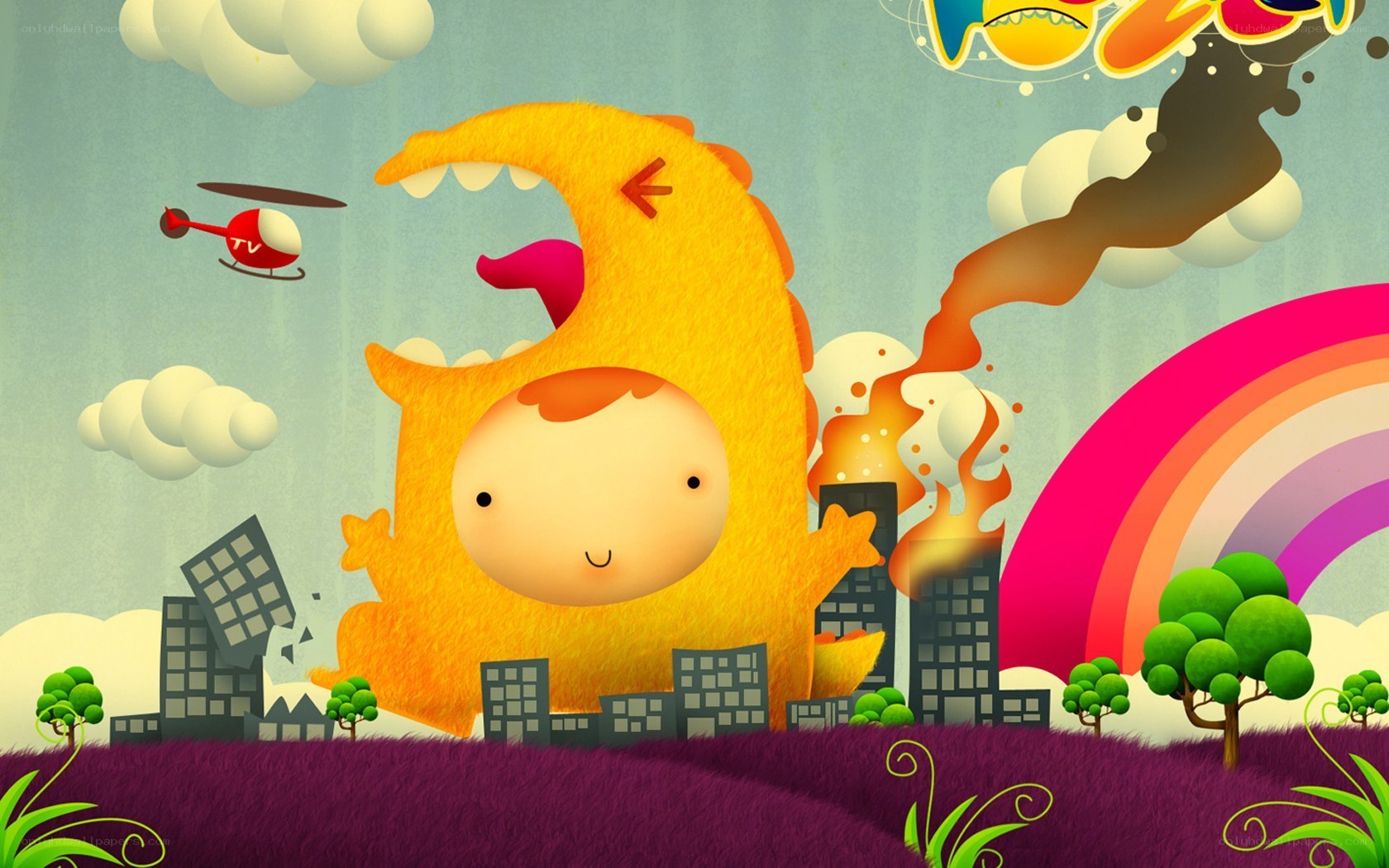 giant monster in city