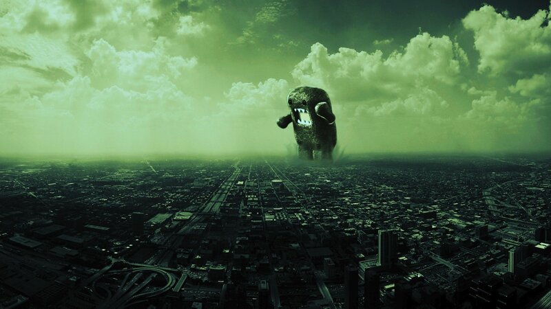 Giant Monster in City — Green, Dramatic