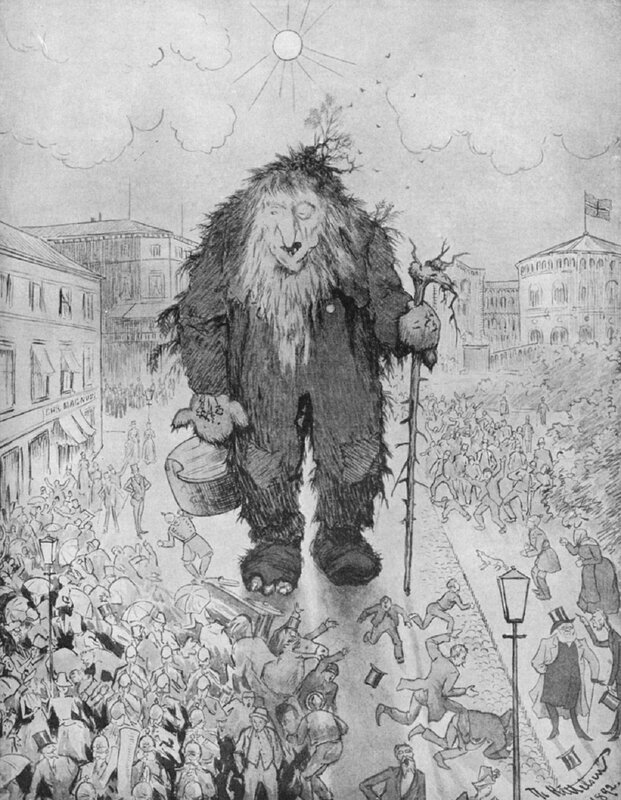 Giant monster in city street