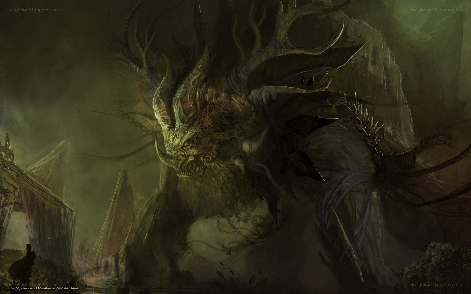giant monster in dark forest