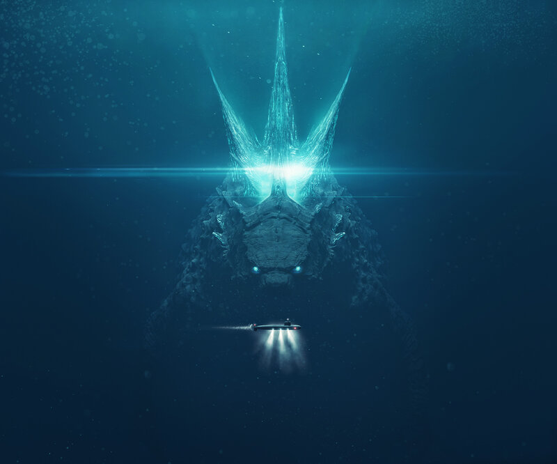 Giant Monster in Ocean — Blue