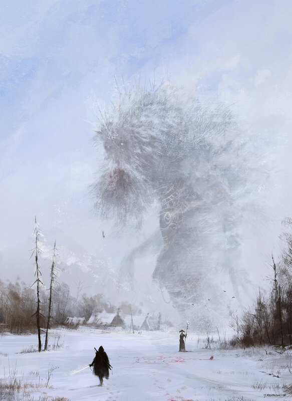 Giant Monster in Snow — White