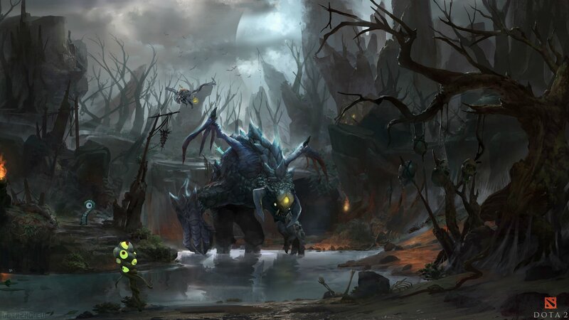 Giant Monster in Swamp — Gray