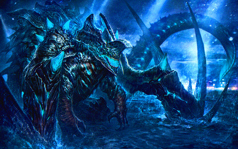 Giant Monster in Water — Blue