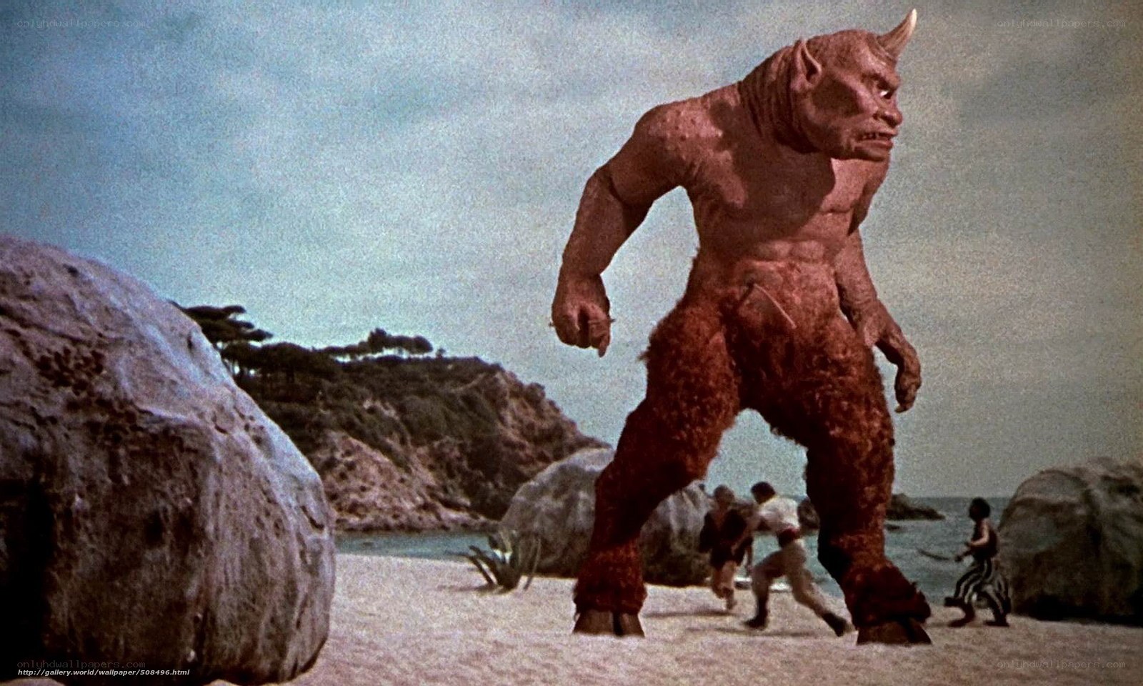 giant monster on beach scene