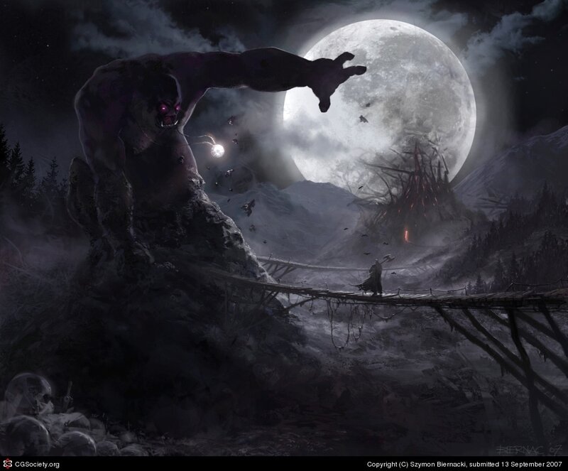 Giant Monster on Bridge