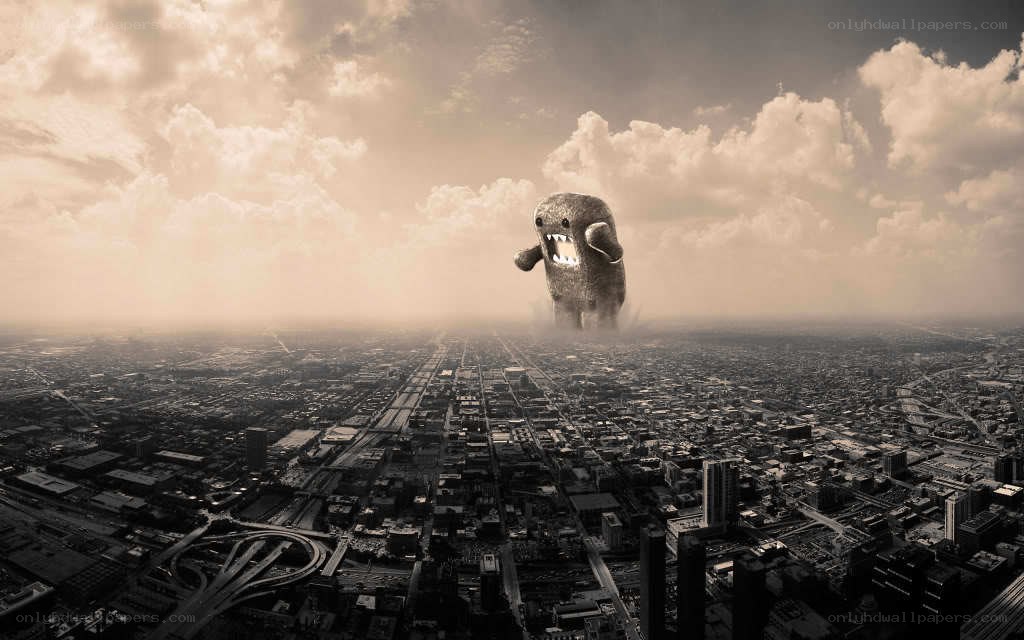 giant monster over city