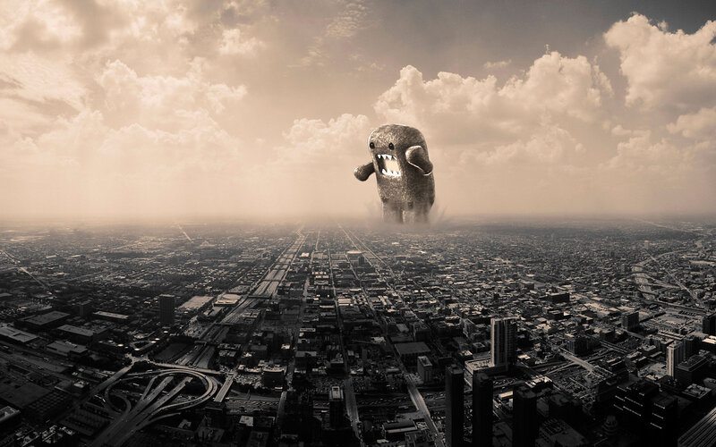 giant monster over city