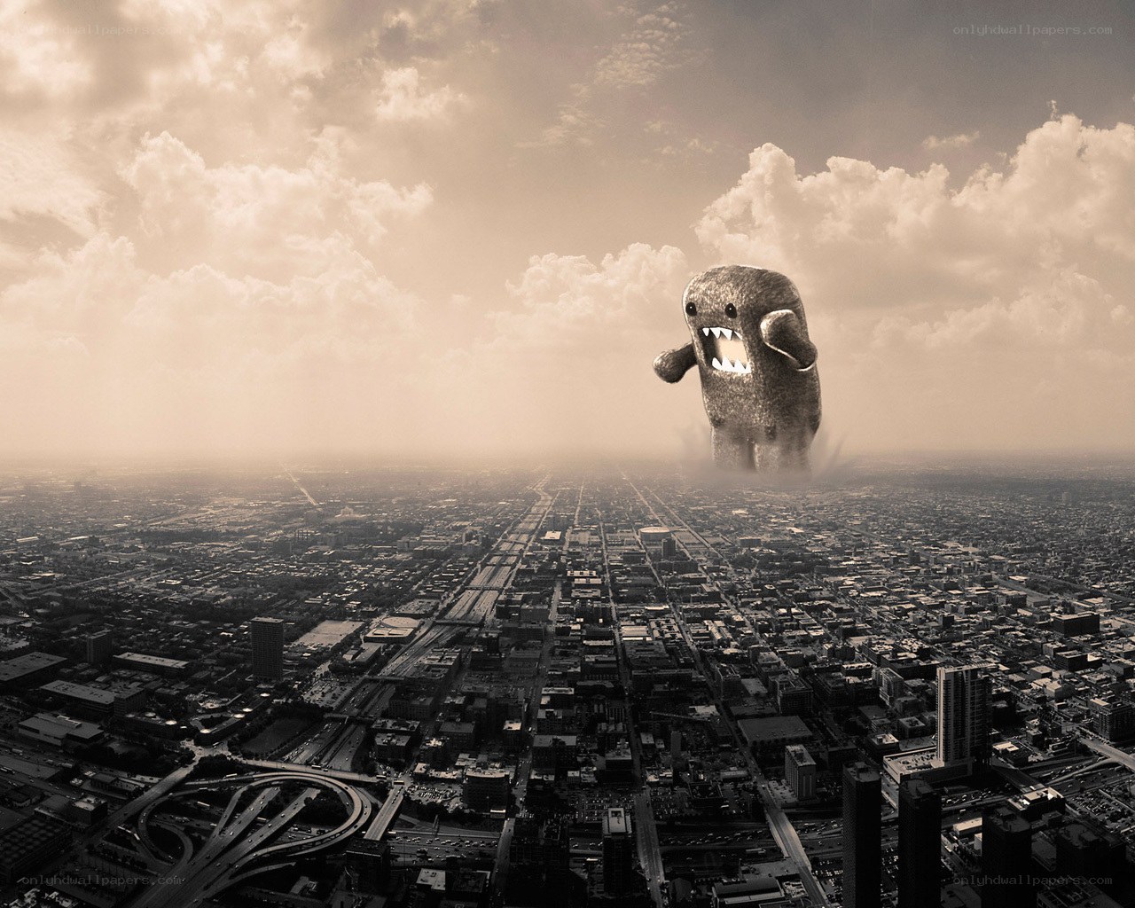 giant monster over city