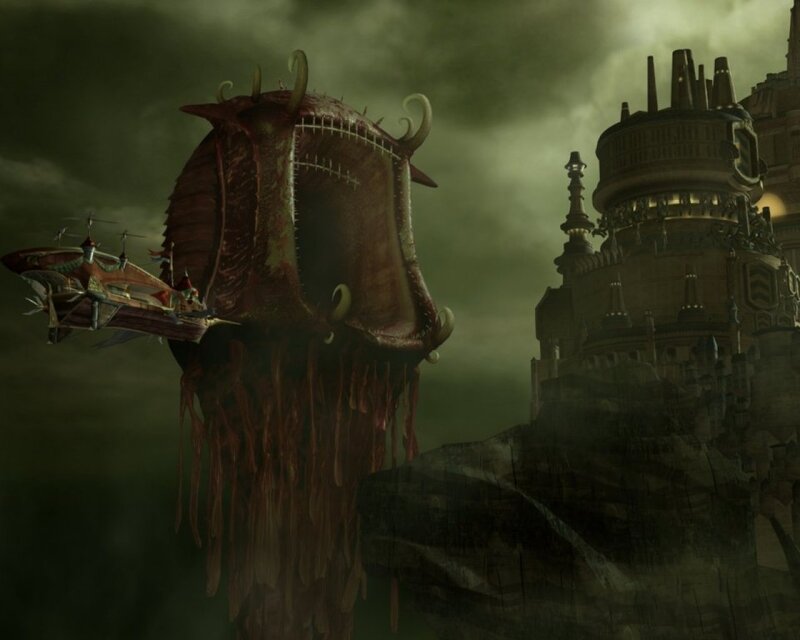 Giant monster with castle