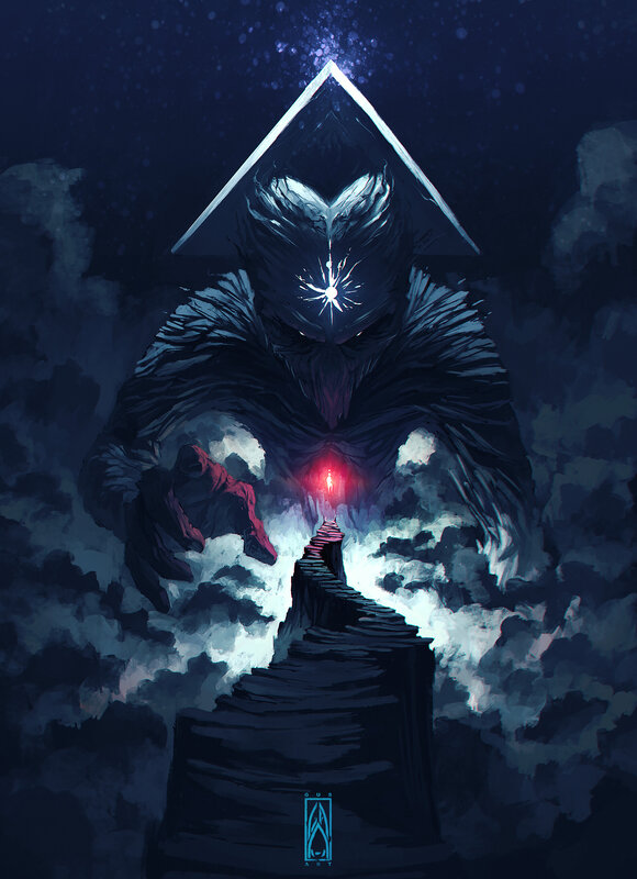 Giant Monster with Glowing Eyes — Blue