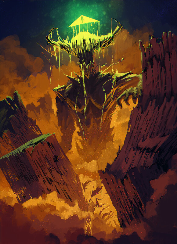Giant Monster with Glowing Head