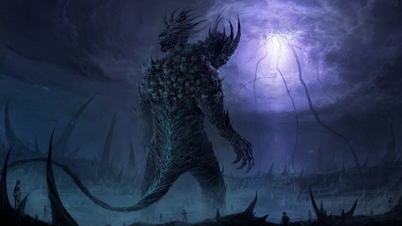 Giant Monster with Skulls — Purple