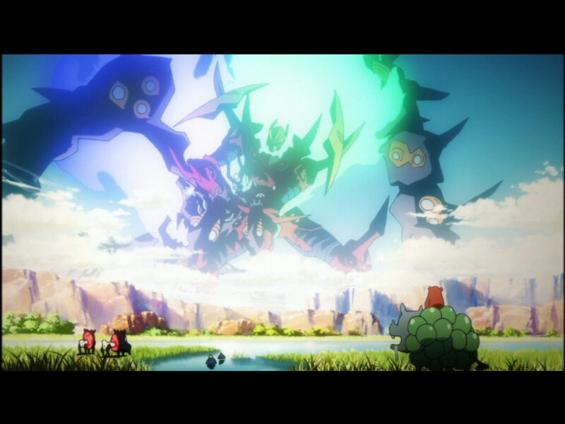 giant monsters clash in sky
