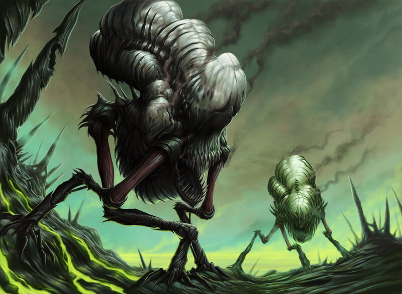 Giant monsters in a toxic landscape