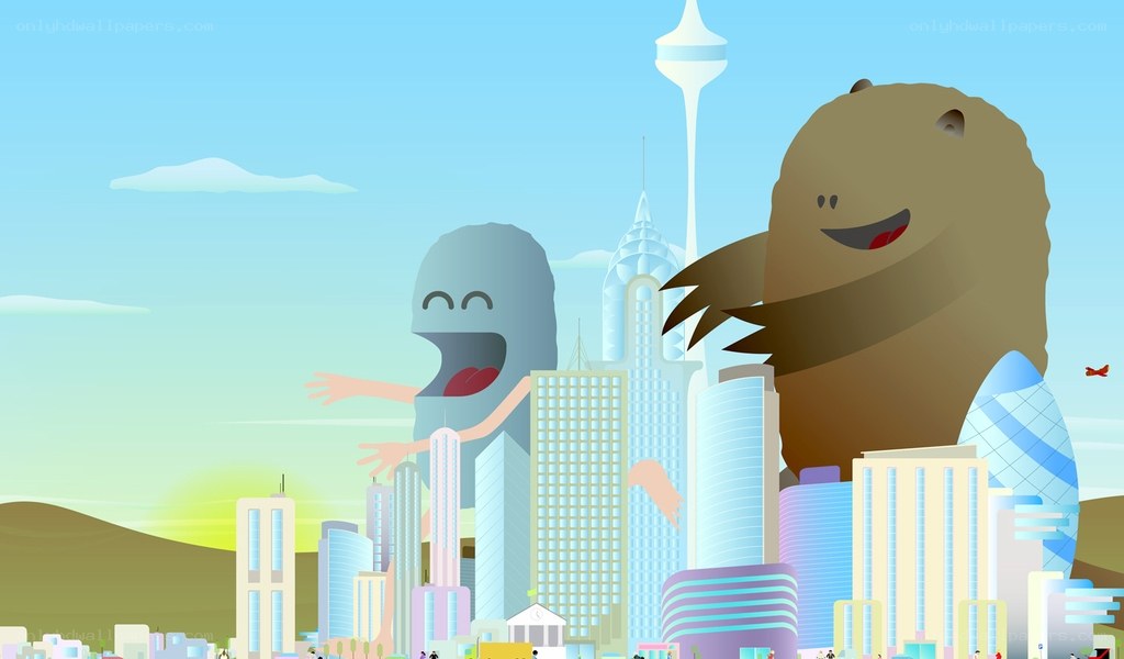 giant monsters in city