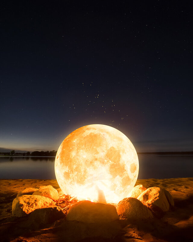 Giant Moon on Beach