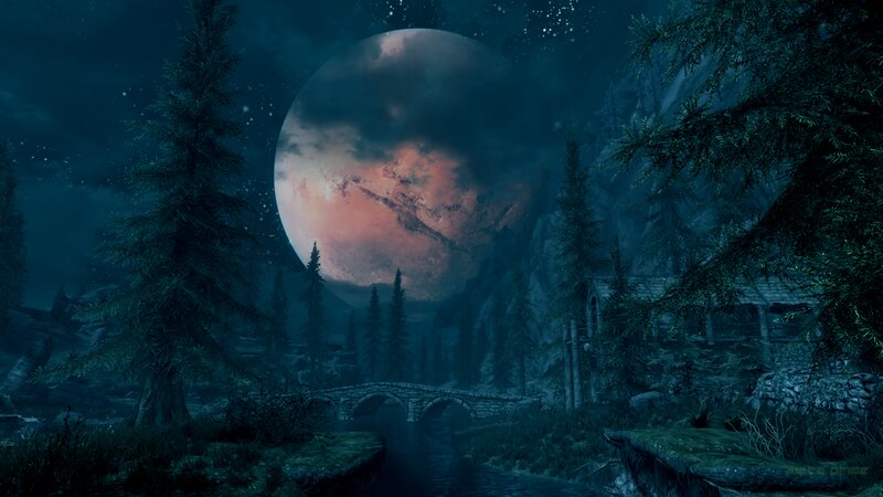 Giant Moon over Forest