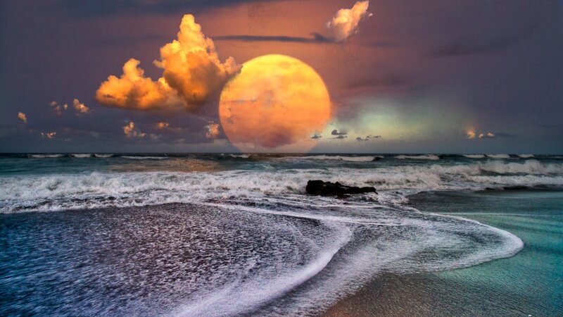 Giant Moon over Ocean