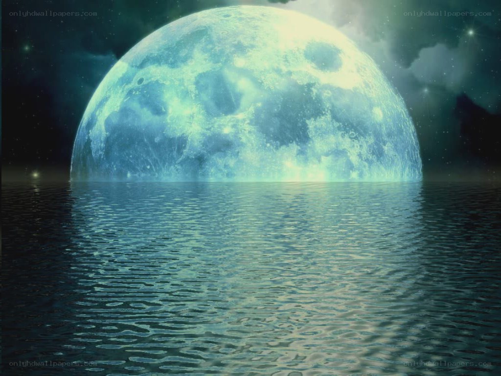 Giant moon over water
