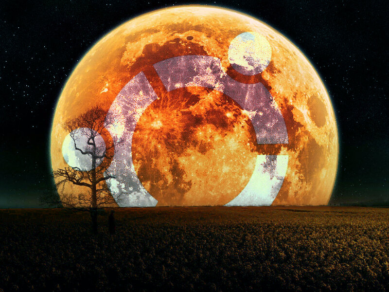 Giant moon with logo overlay