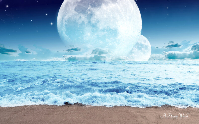 Giant Moons over Ocean