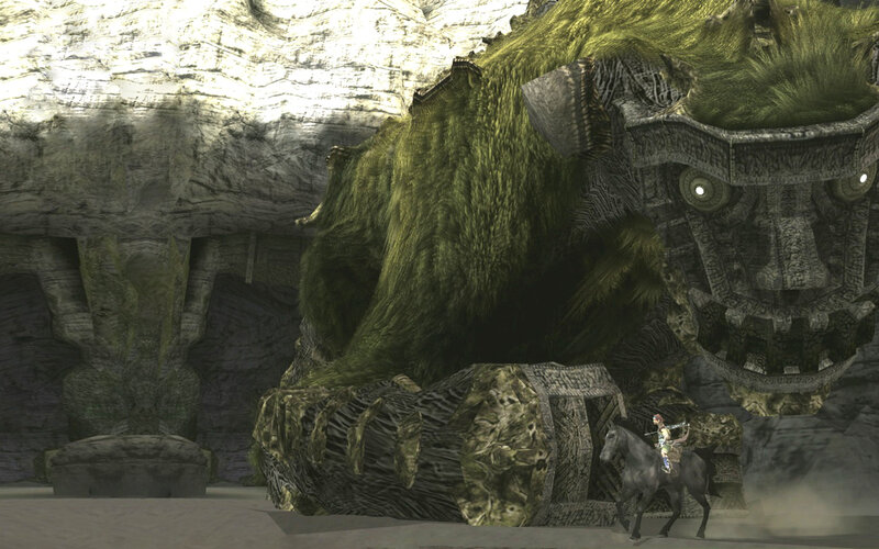 giant moss-covered statue