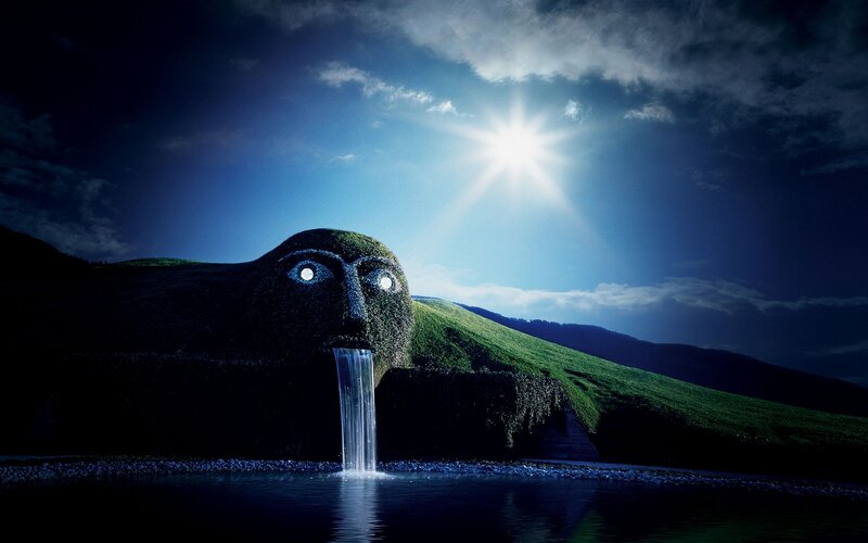 Giant Mossy Face Sculpture