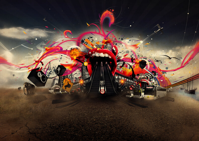 Giant Mouth with Escalator — Red, Chaotic