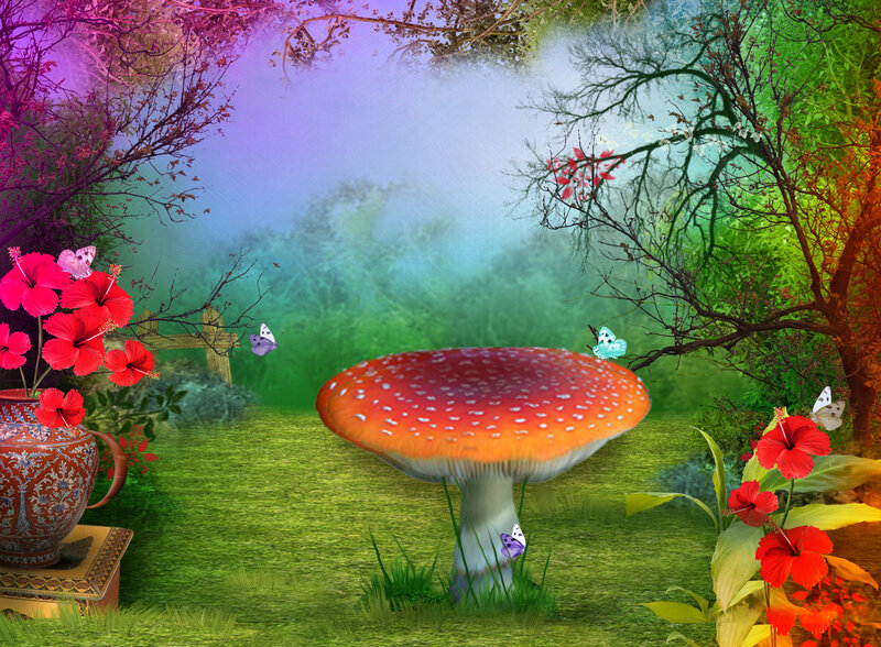 Giant Mushroom in Forest — Green
