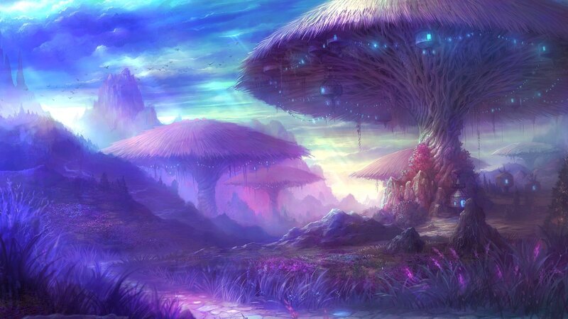 Giant Mushroom Trees — Purple, Dreamy