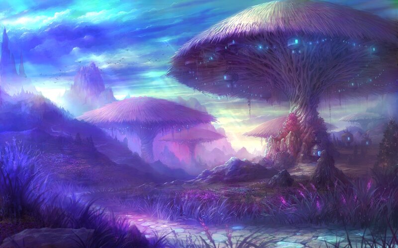 Giant Mushroom Trees — Purple, Fantasy
