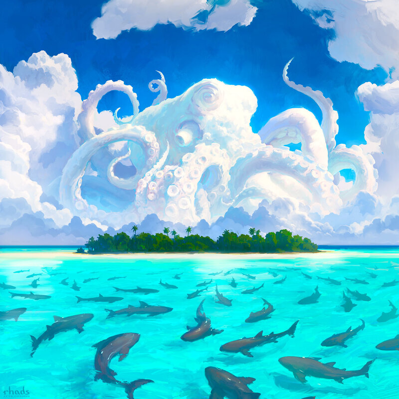 Giant Octopus Cloud — Blue