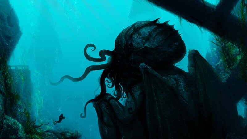 Giant Octopus Creature — Blue, Dramatic