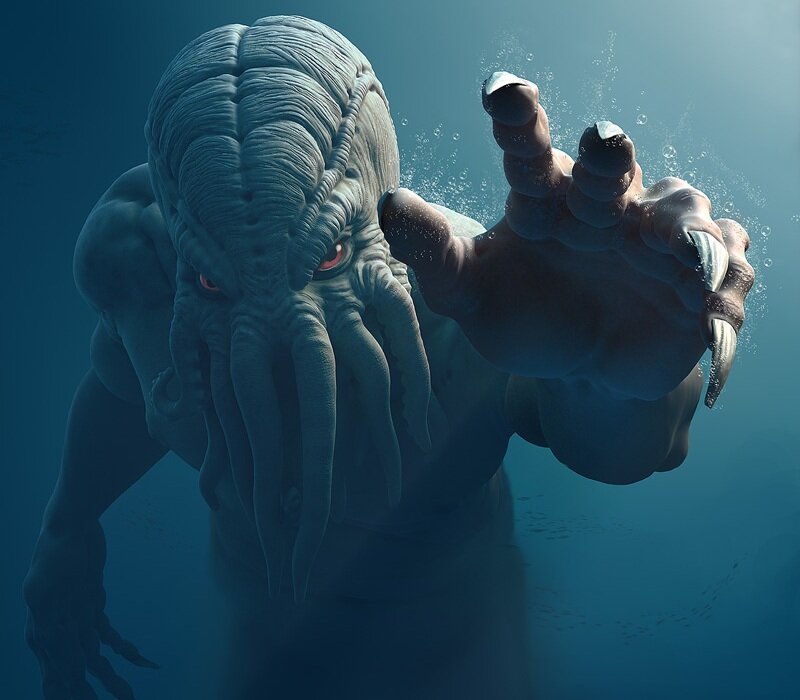 Giant Octopus Creature — Blue