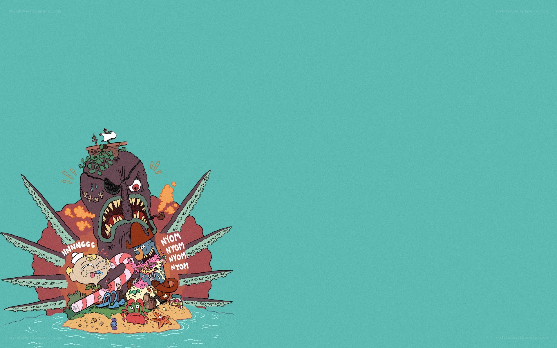 giant octopus eating pirates