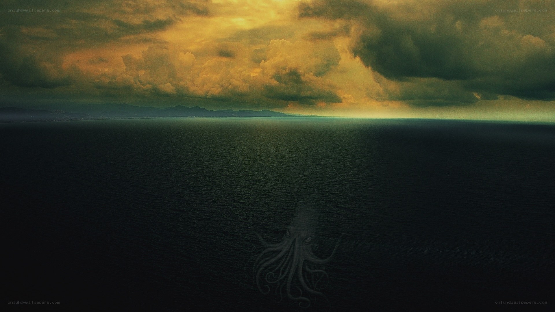 Giant octopus in the ocean