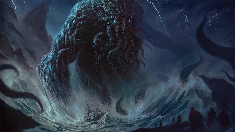 Giant Octopus Monster — Blue, Dramatic, Ominous