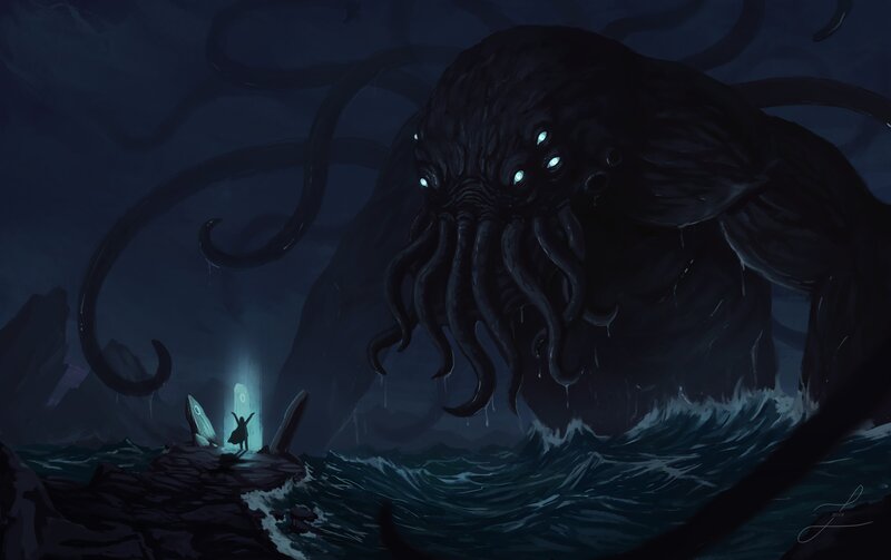 Giant Octopus Monster — Blue, Dramatic