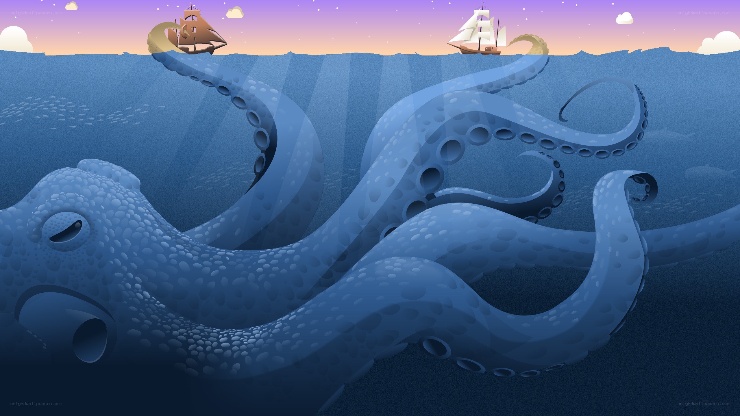 giant octopus under sea