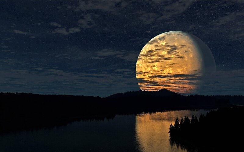 Giant Planet over Lake