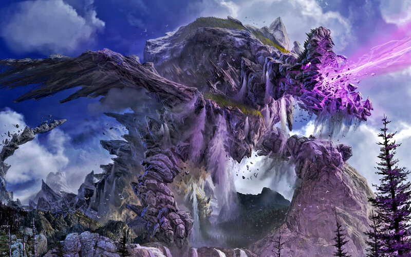 Giant Purple Dragon — Dramatic, Digital Art