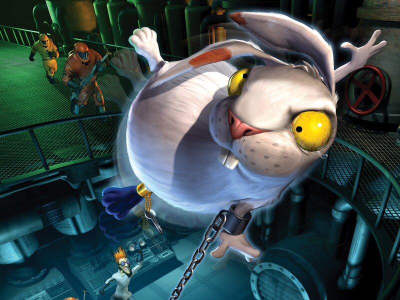 giant rabbit in industrial setting