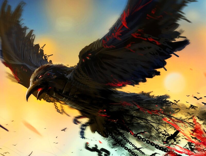 Giant Raven in Flight