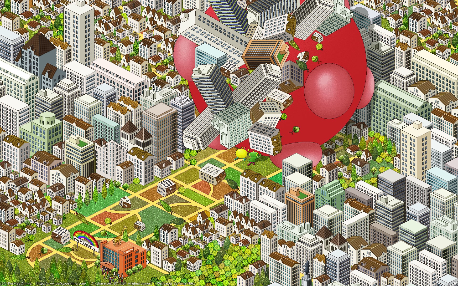 Giant red creature in city