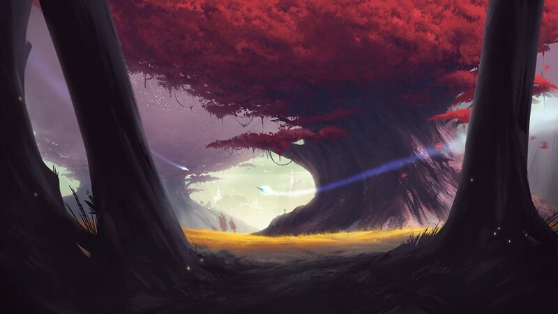 Giant Red-leafed Tree — Red, Mystical