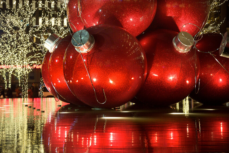 Giant Red Ornaments — Festive