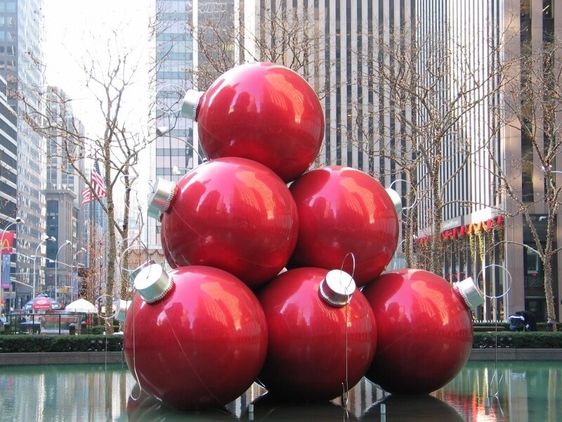 Giant Red Ornaments — Festive, Winter