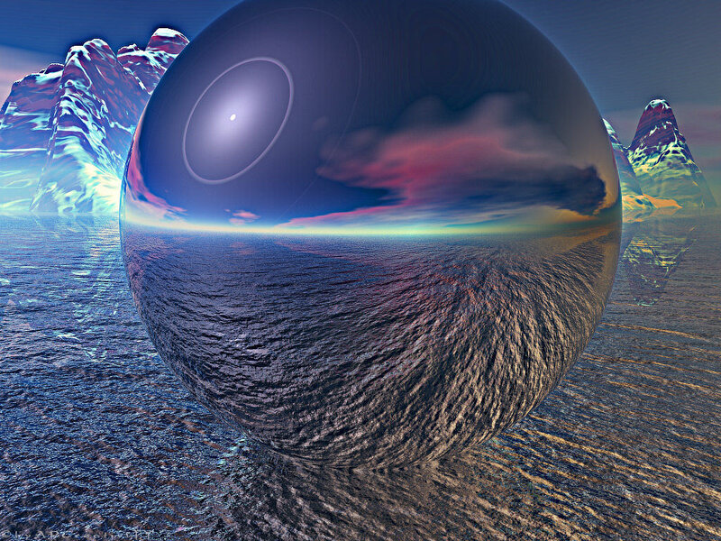 Giant Reflective Sphere — Blue